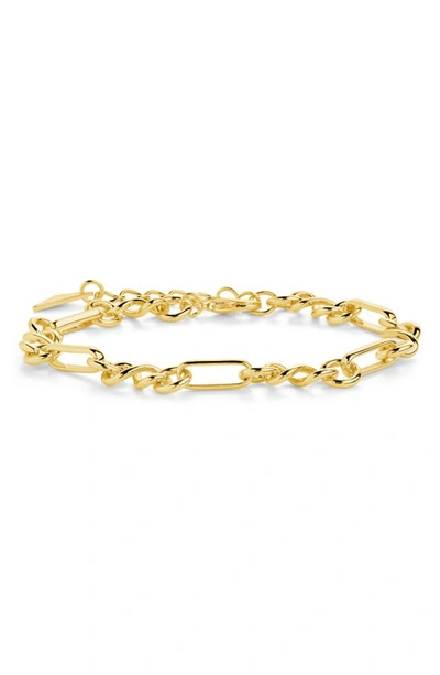 Sterling Forever Women's Figaro Gold Plated Chain Bracelet