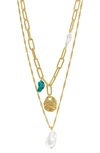 Adornia 14k Plated Pearl Necklace Set In Gold