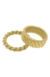 ADORNIA SET OF 2 CABLE & TWISTED BAND RINGS