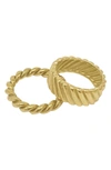 Adornia 14k Gold-plated 2-pc. Set Cable & Twist Rings In Gold