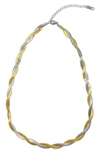 ADORNIA INTERLACED TWO-TONE WATER RESISTANT HERRINGBONE NECKLACE