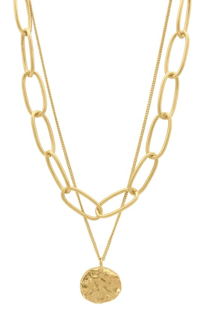 ADORNIA ADORNIA 14K GOLD PLATE LARGE CHAIN & COIN LAYERED NECKLACE