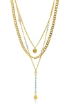 ADORNIA BEAD & FRESHWATER PEARL LAYERED NECKLACE