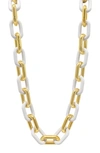 ADORNIA MIXED MEDIA OVAL LINK CHAIN NECKLACE