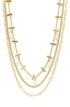 ADORNIA FRESHWATER PEARL LAYERED CHAIN NECKLACE