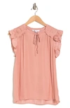 Dr2 By Daniel Rainn Ruffle Tie Neck Top In Petal Pink