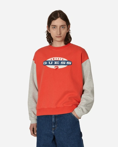 Guess Usa Logo-patch Cotton-blend Sweatshirt In Red