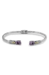 SAMUEL B. 18K YELLOW GOLD & STERLING SILVER AMETHYST BANGLE