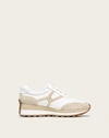 Veronica Beard Valentina Mixed Leather Retro Sneakers In Ecru