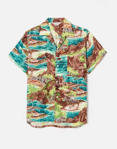 Marketplace 50s Green And Brown Hawaiian Shirt In Blue