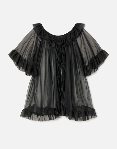 Marketplace 60s Babydoll Tie Front Top In Black