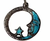 MARKETPLACE 60S MAN IN THE MOON BLUE ENAMELED SILVER PENDANT