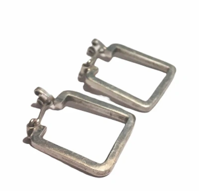 Marketplace 60s Sterling Modernist Square Earrings In Silver