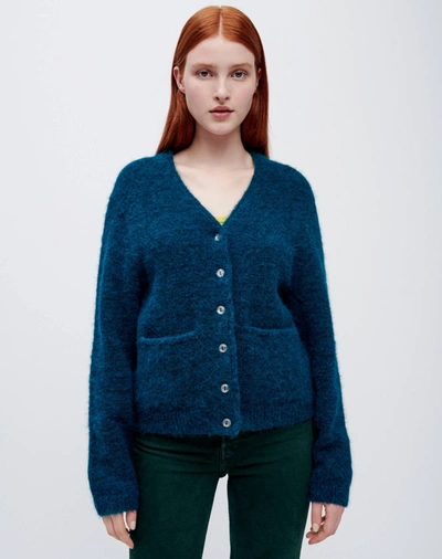Re/done 60s V Neck Cardigan In Teal