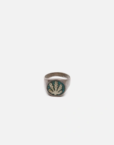 Marketplace 70s Alpaca Silver Turquoise Weed Ring In Grey