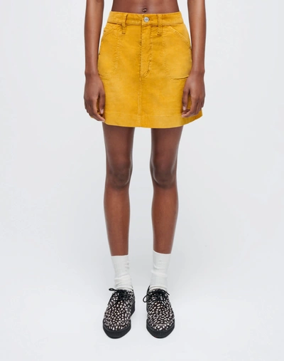 Re/done 70s Corduroy Pocket Mini Skirt In Worn In Mustard