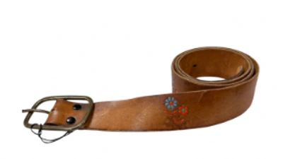 Marketplace 70s Painted Leather Embossed Belt -#9 In Brown