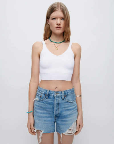 Re/done 90s Rib Crop Top In White