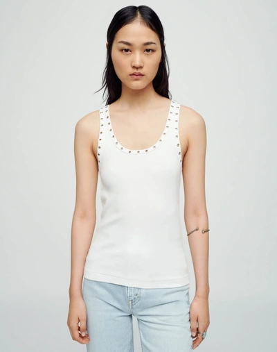 Re/done Eyelet Stretch-cotton Tank Top In Ivory