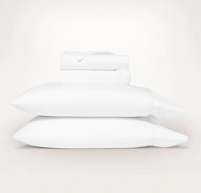 Boll & Branch Organic Signature Embroidered Sheet Set In White/mineral
