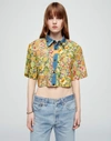 Re/done Patchwork-design Cropped Shirt In Multi Pineapple
