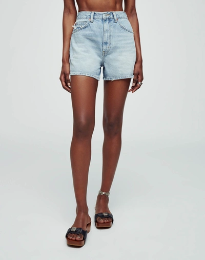 Re/done Blue Levi's Edition 'the Short' Denim Shorts In Ripped Tide