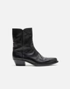 Re/done Pointed-toe Western Leather Boots In Black Leather