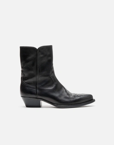 Re/done Pointed-toe Western Leather Boots In Black Leather