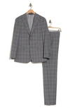 ENGLISH LAUNDRY ENGLISH LAUNDRY PLAID TWO BUTTON PEAK LAPEL TRIM FIT WOOL BLEND SUIT