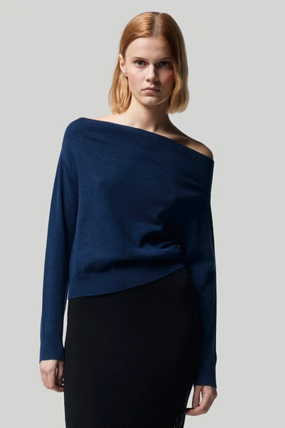 Altuzarra Off-the-shoulder Cashmere Sweater In Heron Blue