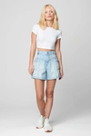 Blanknyc Perry Cargo Pocket Organic Cotton Mom Shorts In Happy Dance