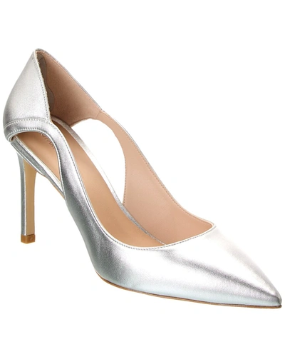 Stuart Weitzman Mariposa 85 Leather Pump In Silver