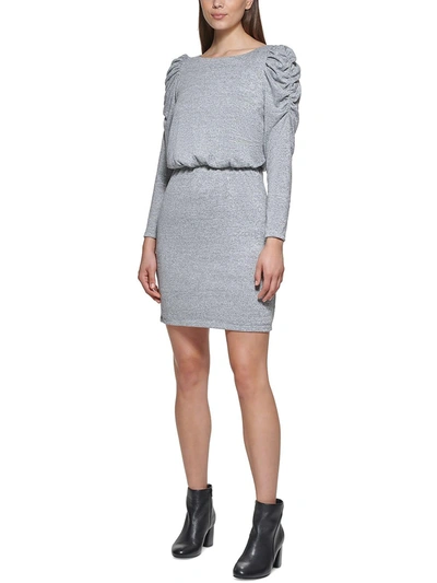 Jessica Howard Womens Bouson Puff Sleeve Shift Dress In Grey