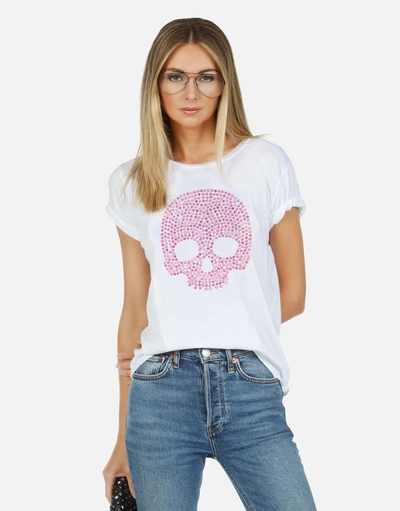 Lauren Moshi X Croft X Pink Stud Skull In White