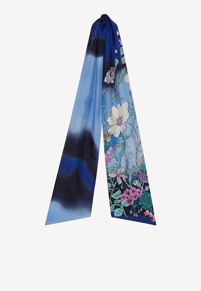 Ferragamo Corisia Print Silk Twill Band In Blue