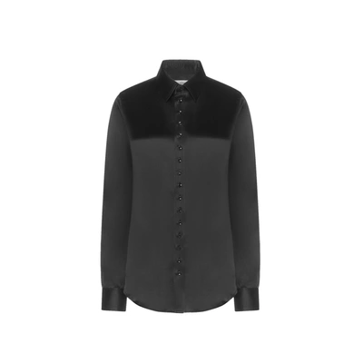 Saint Laurent Silk Crepe Shirt In Black