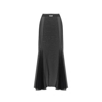 Saint Laurent Tulle Midi Skirt In Black