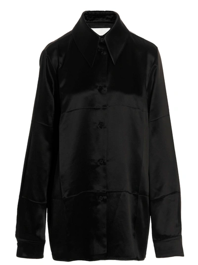 Jil Sander 26 Satin Shirt With Pointed Colla In Black