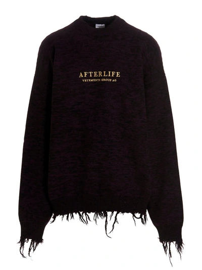 Vetements Ue63kn480p Afterlife Destroyed Knitted Sweater Purple