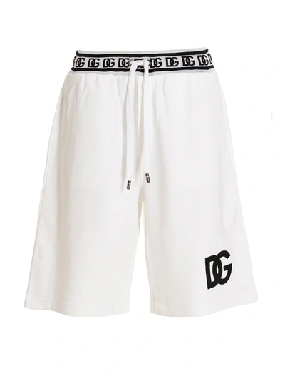 Dolce & Gabbana Logo-print Bermuda Shorts In White