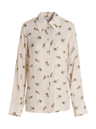 Sleeper 'floral Print Collared Shirt With Long Sleeves' In Beige