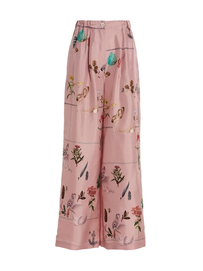 Lanvin Rw-try007-5611-p23 Printed Wide Leg Fluid Pant 50 Rose In Pink
