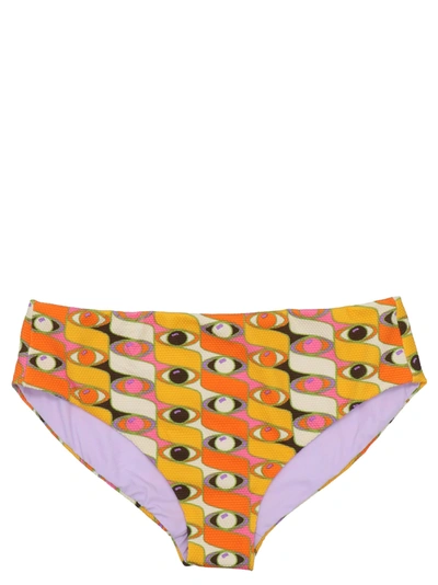 La Doublej Printed Bikini Briefs In Yellow