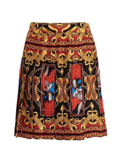 Moschino Bugs Bunny Pleated Skirt In Multicolor