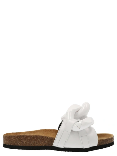 Jw Anderson Leather Chain Slide Sandals In White