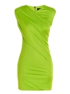 Versace Green Sleeveless Draped Mini Dress In Green