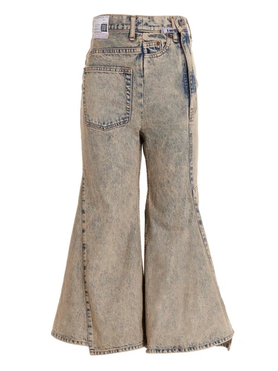 Miharayasuhiro Cropped Flared Denim Jeans In Beige