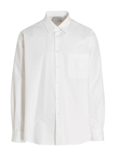 Vtmnts Men's Double-barcode Cotton Shirt In White