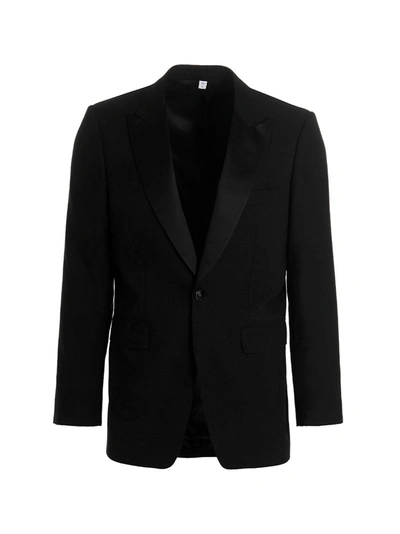 Burberry Wool Tailored Blazer Jacket In Black