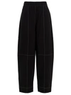Ganni Womens Black Curved-leg Mid-rise Organic Cotton-blend Trousers